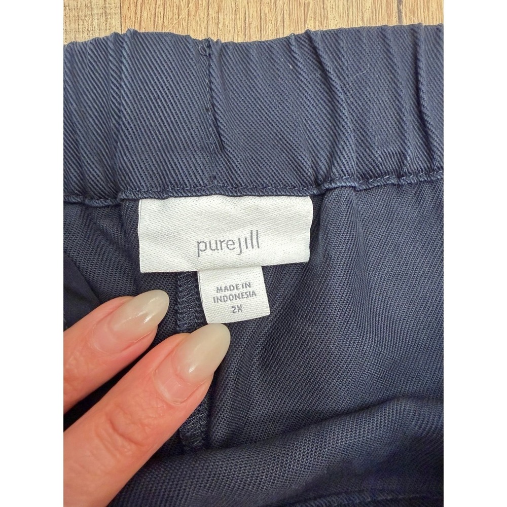 Pure Jill J Jill Pull On Pants‎ 2X Black Tencel Lyocell Elastic Waist Crop Plus - Picture 4 of 9